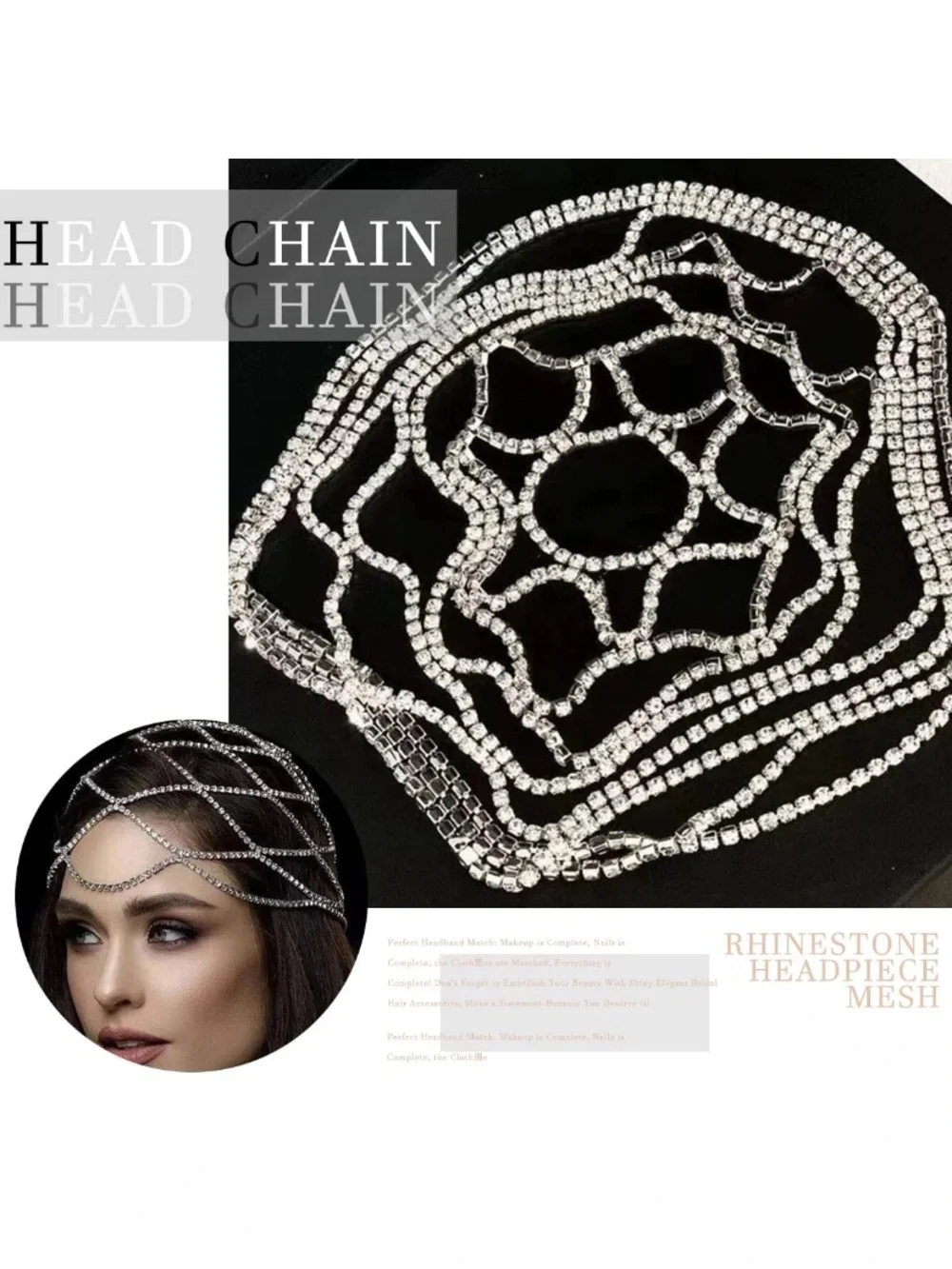 QUEEN!! Rhinestone Mesh GLAM Headpiece